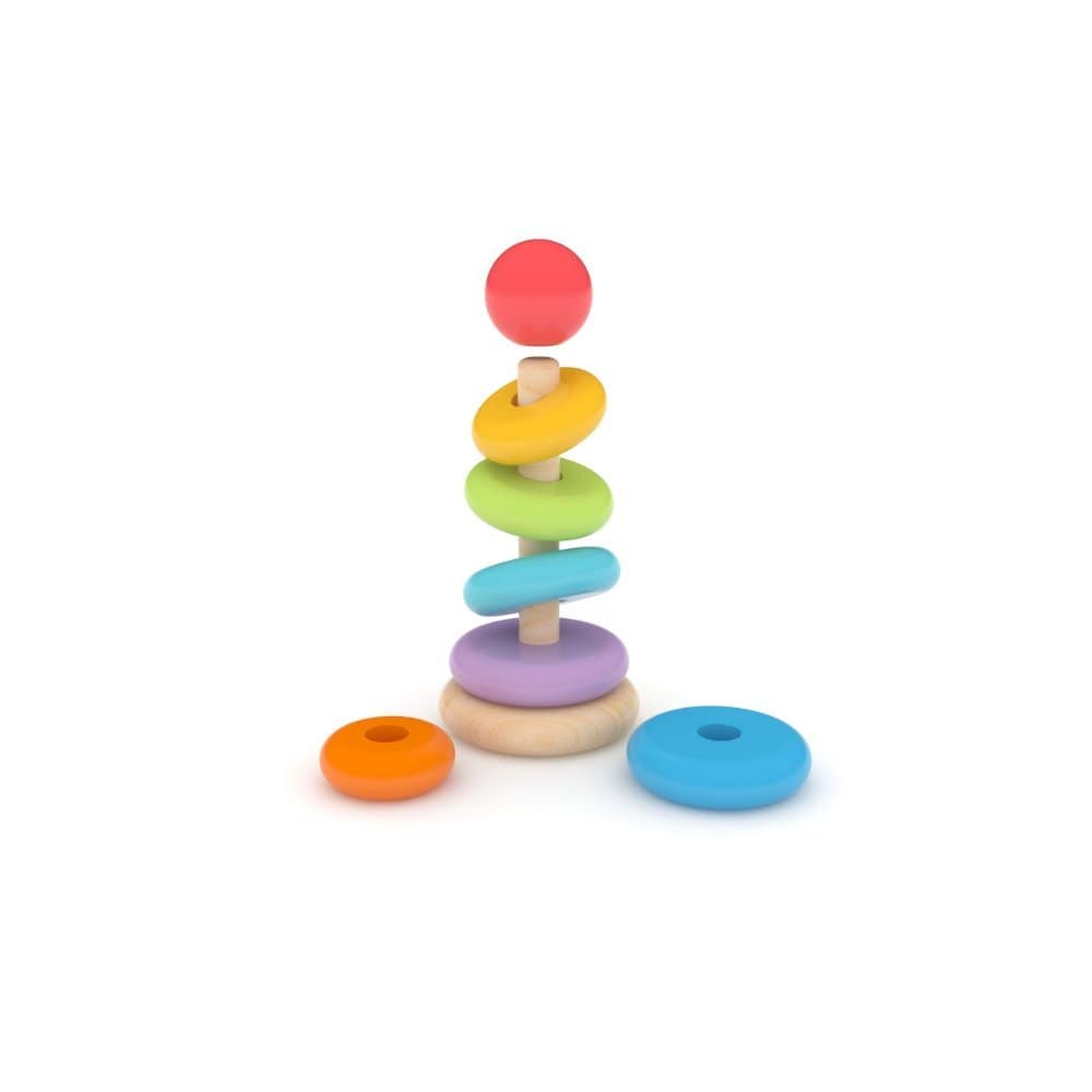 piramide me rrathë prej druri për fëmijë me ngjyra