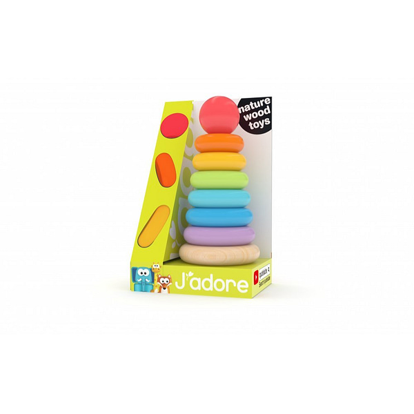 piramide me rrathë prej druri për fëmijë në kuti