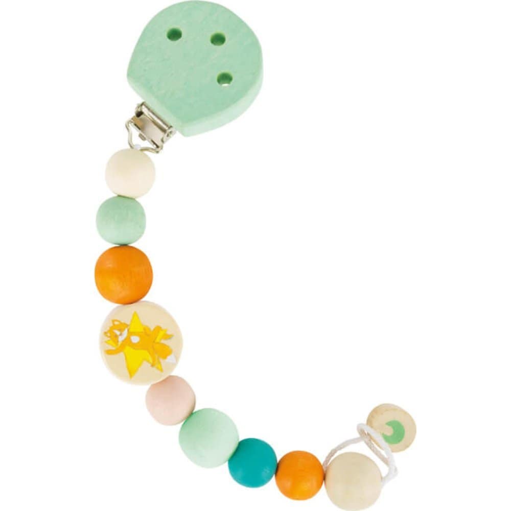 mbajtëse biberoni për foshnje prej druri lex me rruaza shumëngjyrëshe