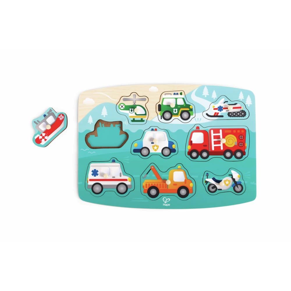 Puzzle me mjete emergjence për fëmijë Hape me ambulancë, polici dhe zjarrfikëse për zhvillimin e logjikës